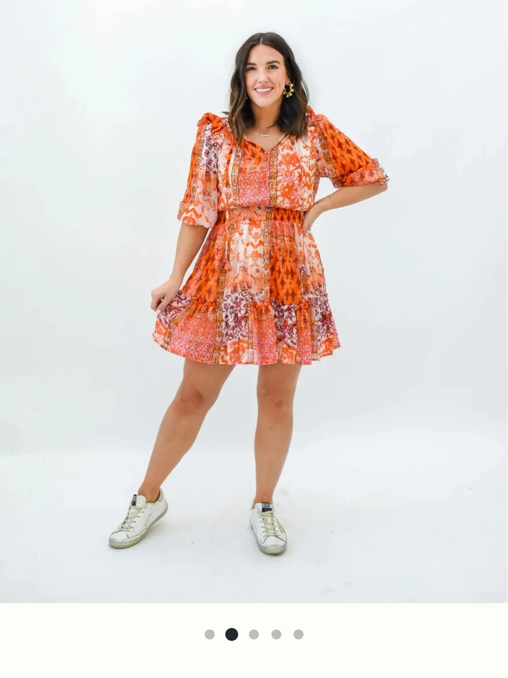 NWT Umgee Rust Multi Floral Ruffle Mini Dress - M